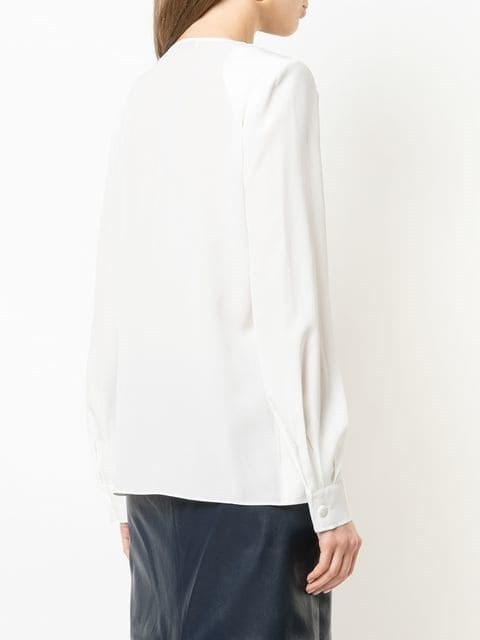 Givenchy Contrast V-neck Blouse In White