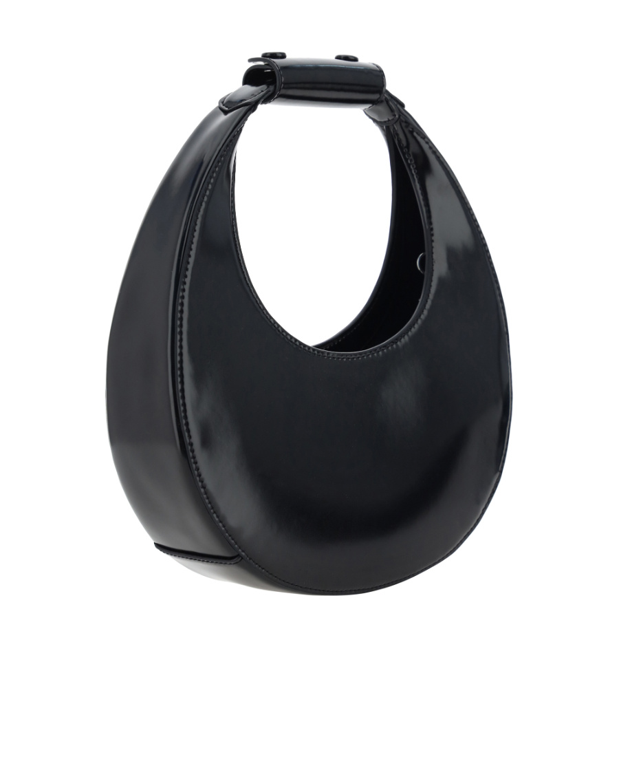 Staud Round Cut Moon Mini Tote Bag In Black