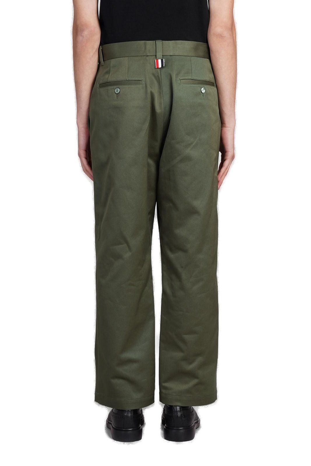 Thom Browne Rwb-stripe Straight-leg Trousers In Black