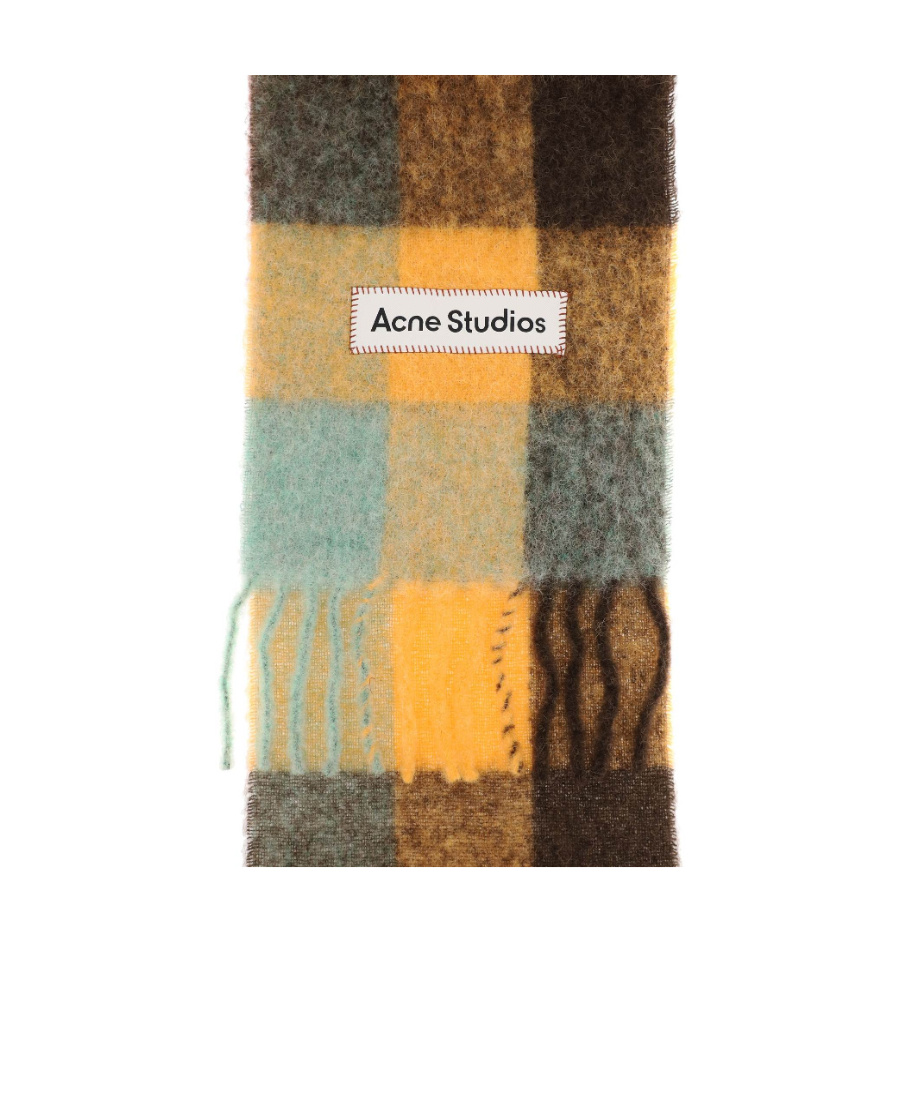 Acne Studios Men Fringed Check Scarf In Multicolor