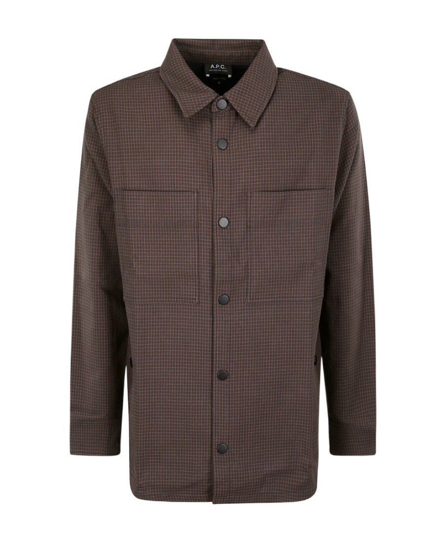 Apc Checked Cotton Shirt Jacket In Brown