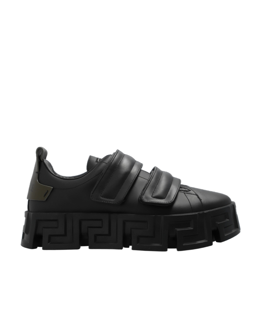 Versace Black Greca Portico Strap Sneakers In Black