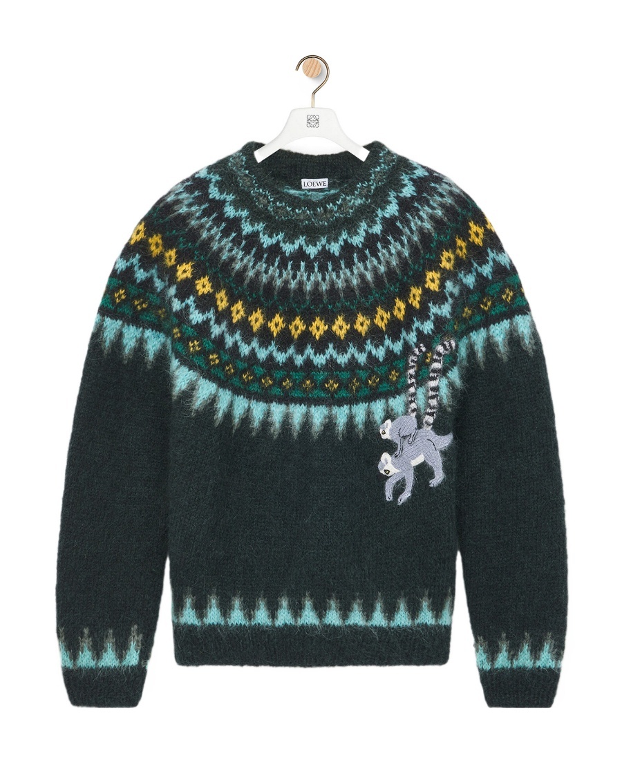Loewe X Suna Fujita Jacquard Mohair-blend Sweater In Green