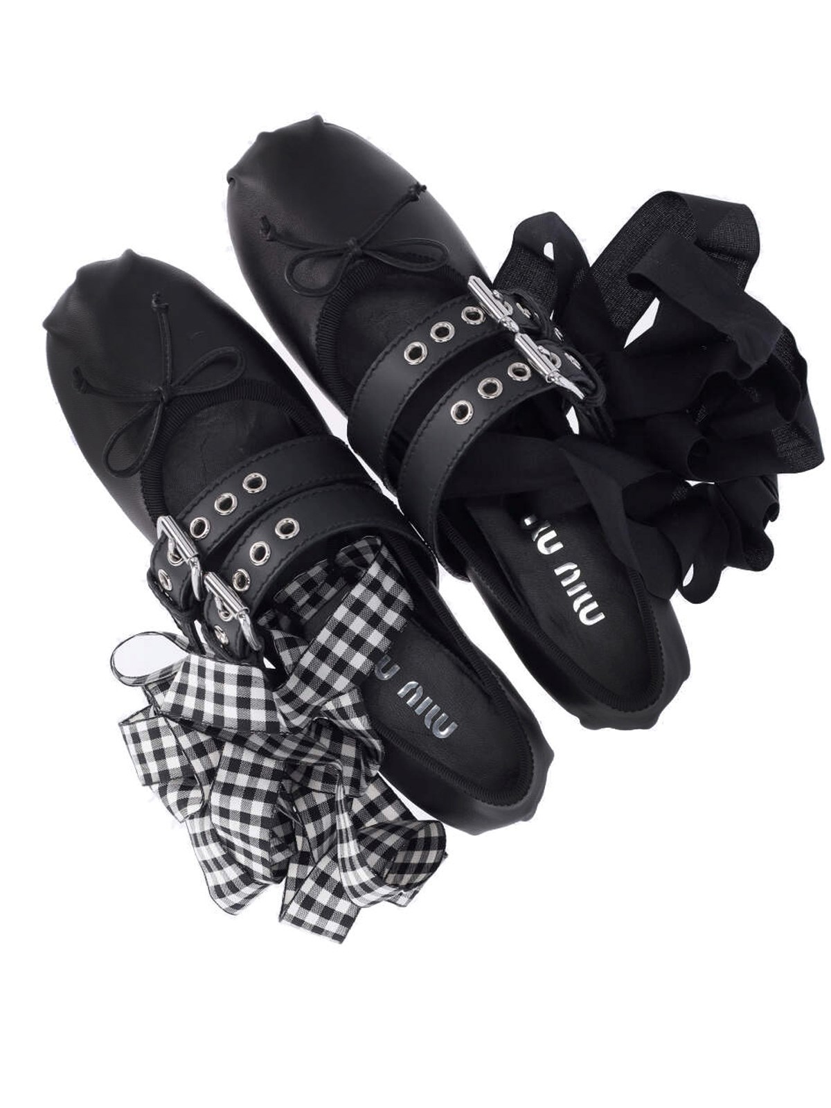 Miu Miu Flat-soled Ballet Shoes In Black