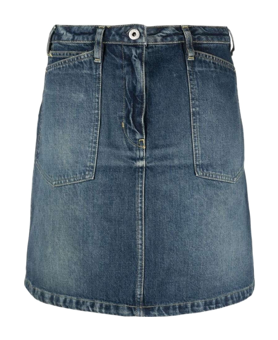 Kenzo Stone Wash Denim Miniskirt In Blue
