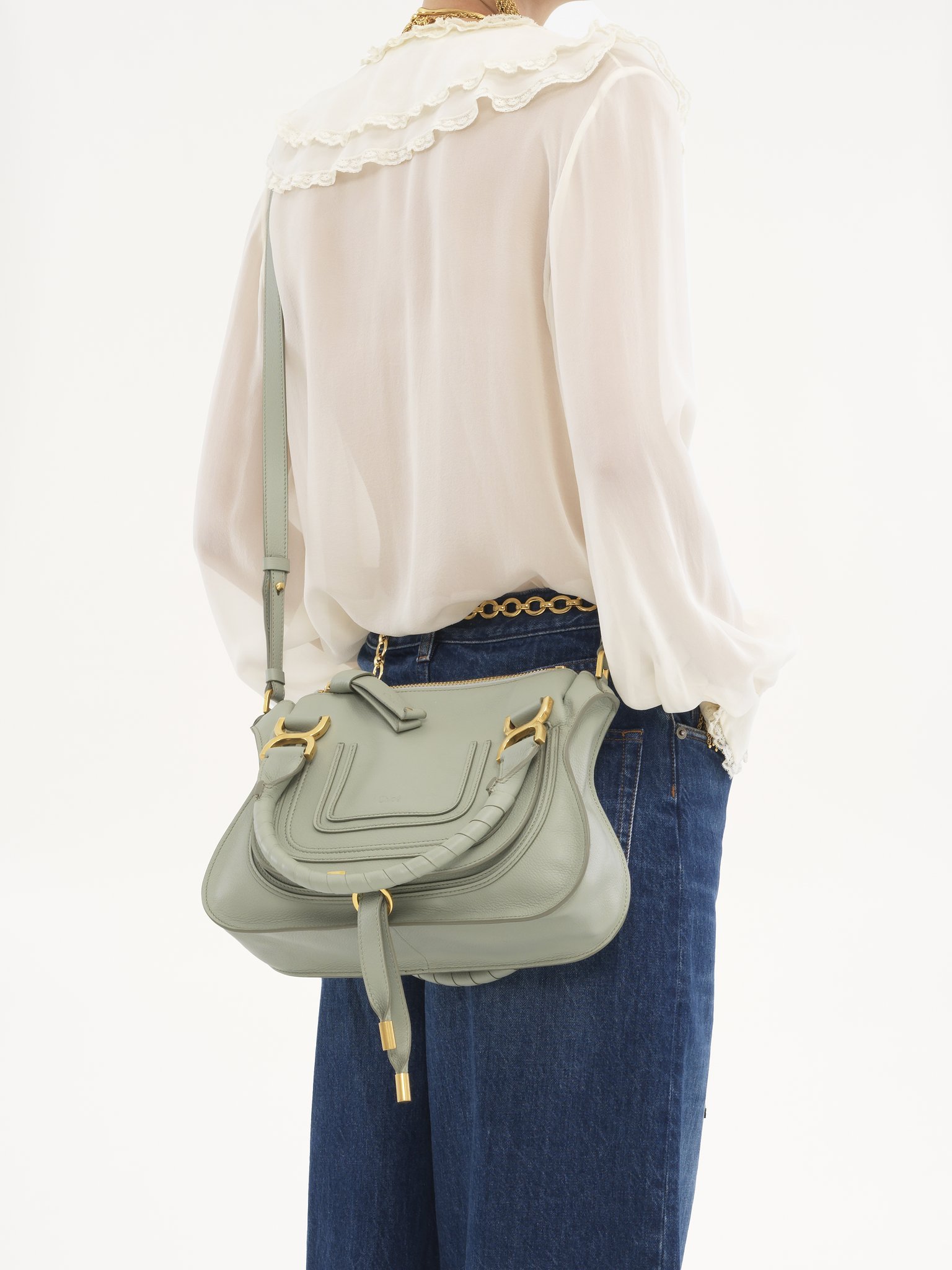 Chloé Small Marcie Top-handle Bag In Gray