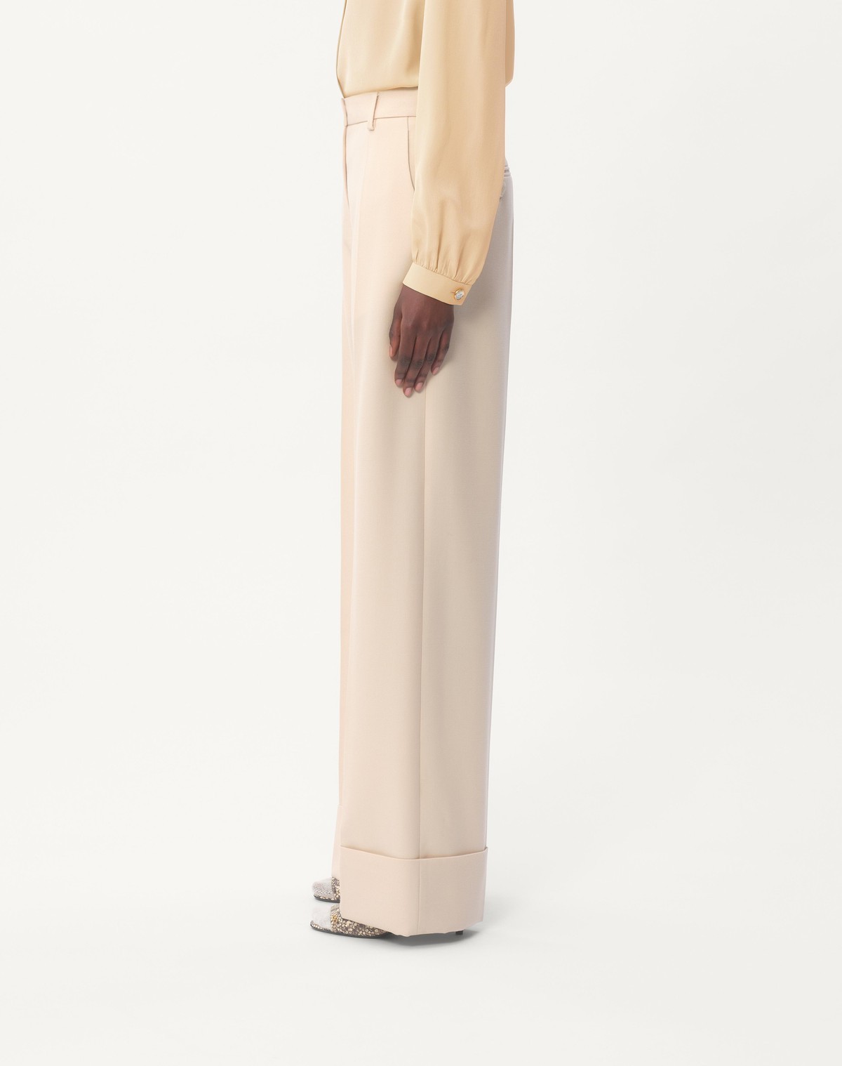 Valentino Hose Aus Diagonal Dry Wool Frau Elfenbein 50 In Nude