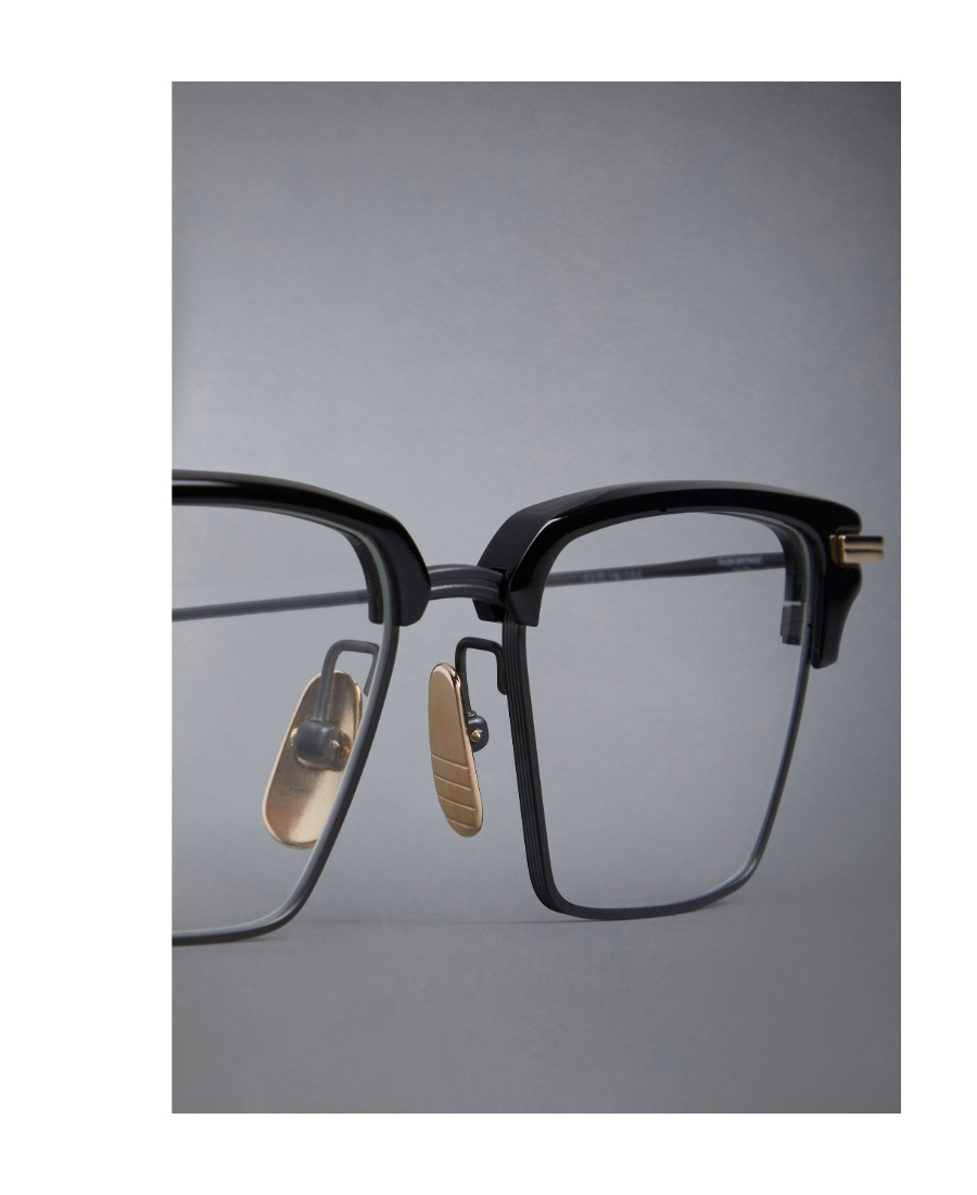 Thom Browne Rectangular Striped Mirror Leg Flat Mirror In Black
