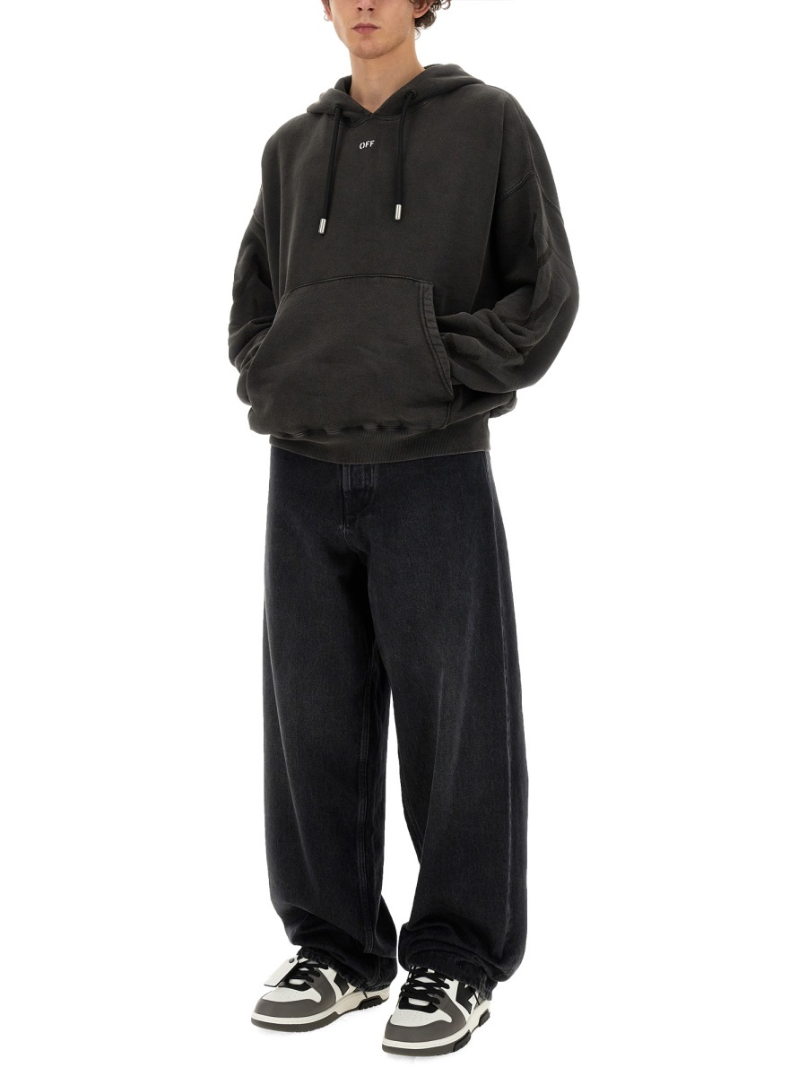 Off-white Wide Five-pocket Jeans With Spacious In Black