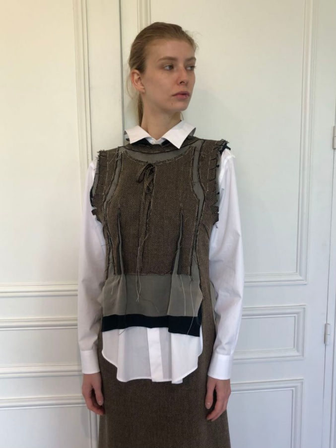 Maison Margiela Hand Stitched Vest In Black