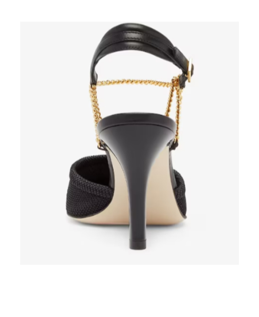 Fendi Colibr Lite Slingback Heels With Chain Straps In Black