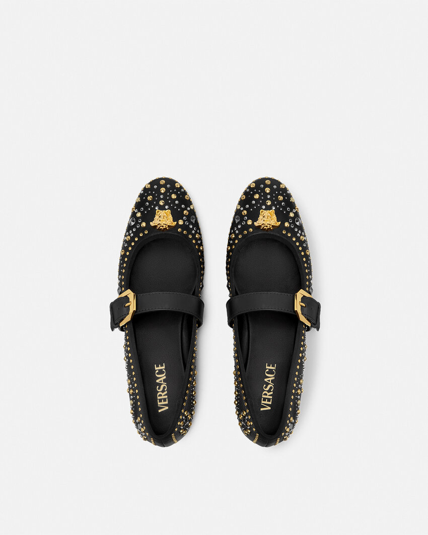 Versace Flat Shoes Black In Black