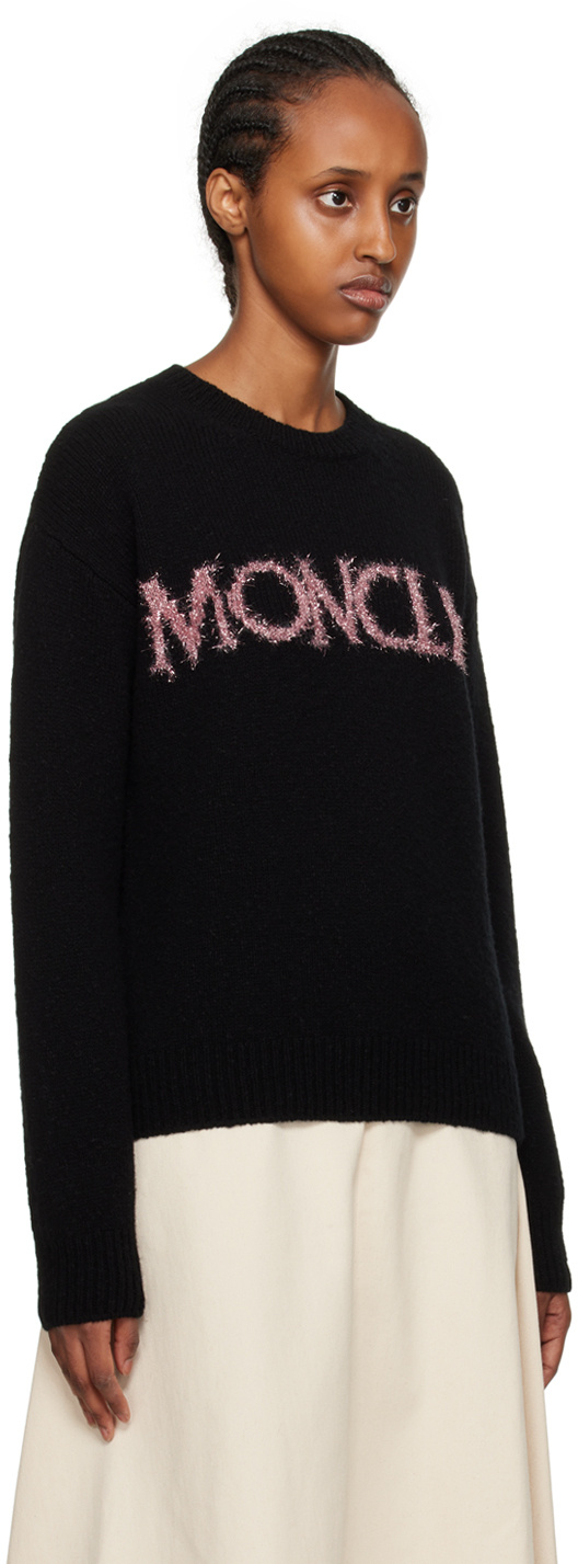 Moncler Logo Detailed Crewneck Knitted Jumper In Black
