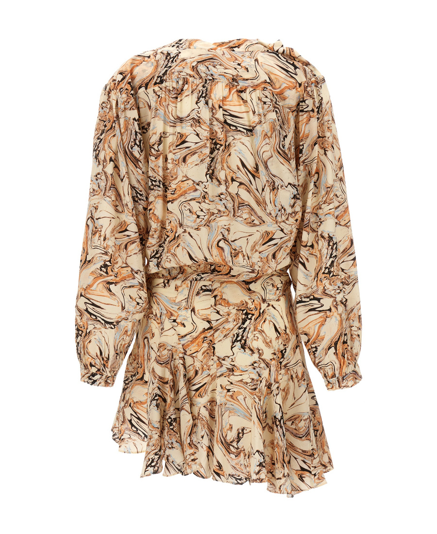 Isabel Marant Tharya Asymmetric Printed Silk Crepe De Chine Mini Dress In Nude