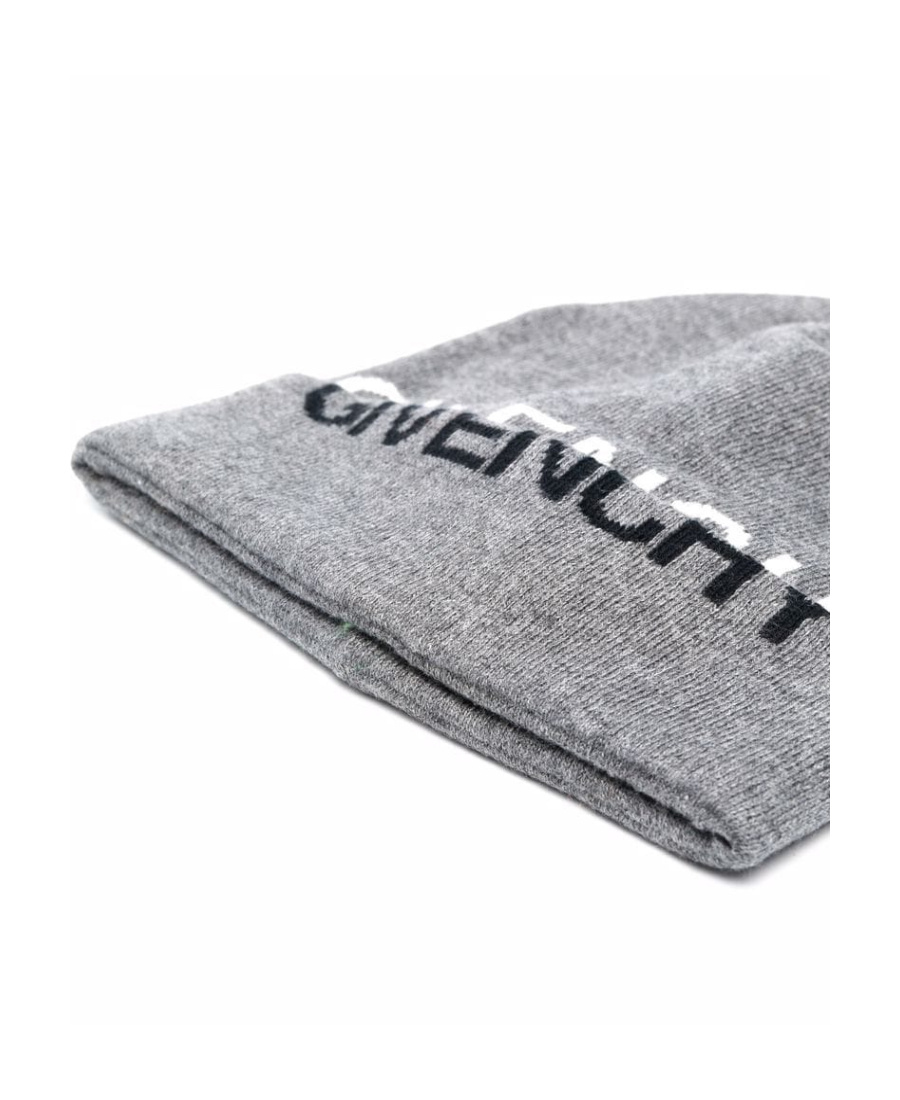 Givenchy Logo Knitted Beanie In Gray