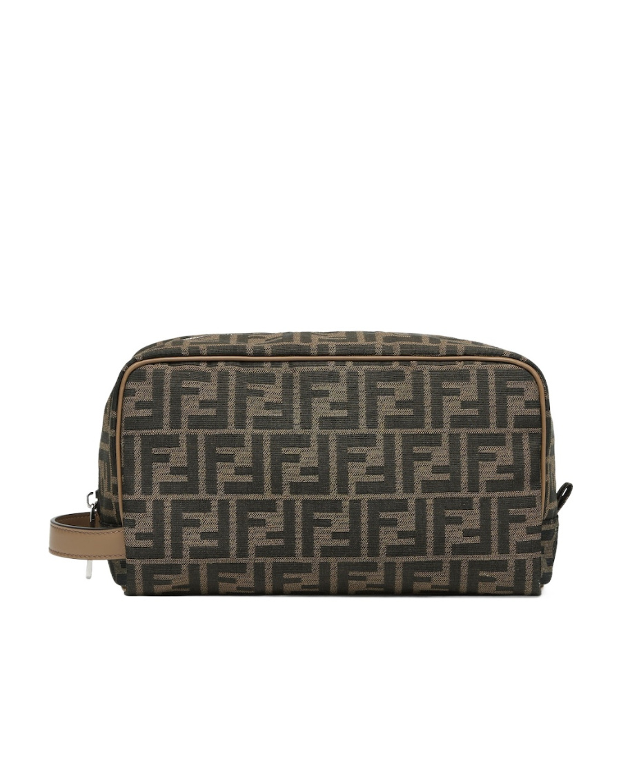 Fendi Brown Ff Fabric Toiletry Case In Brown
