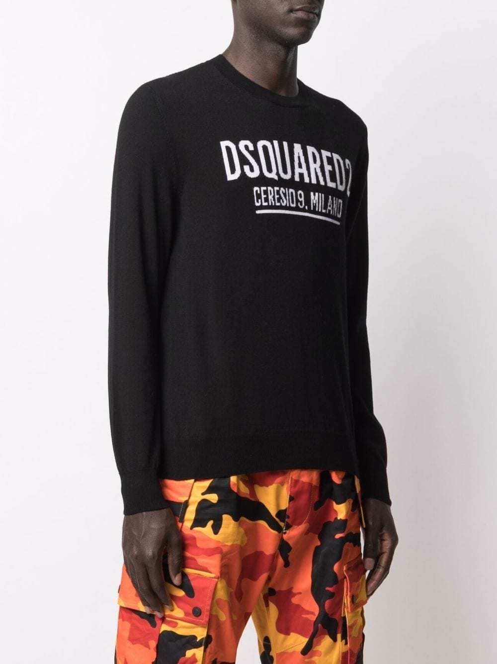Shop Dsquared2 Logo Intarsia-knit Jumper In Black