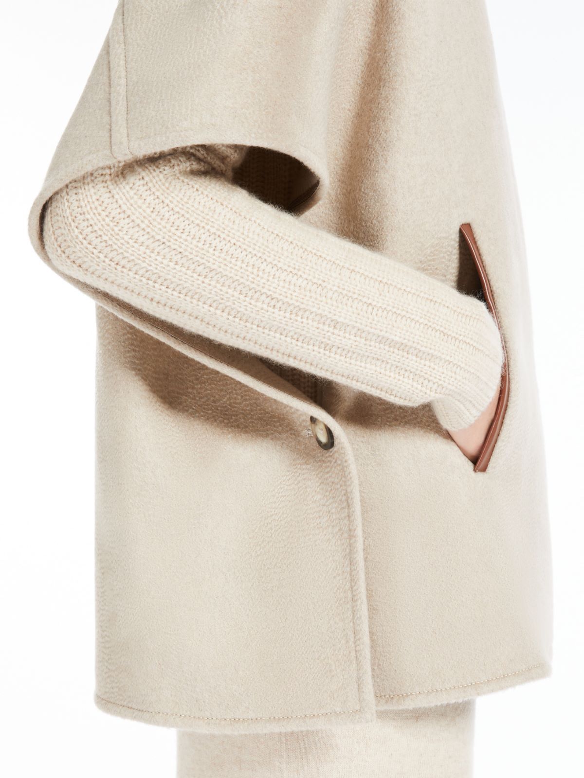 Max Mara Cashmere Motorcycle Cloak In Nude