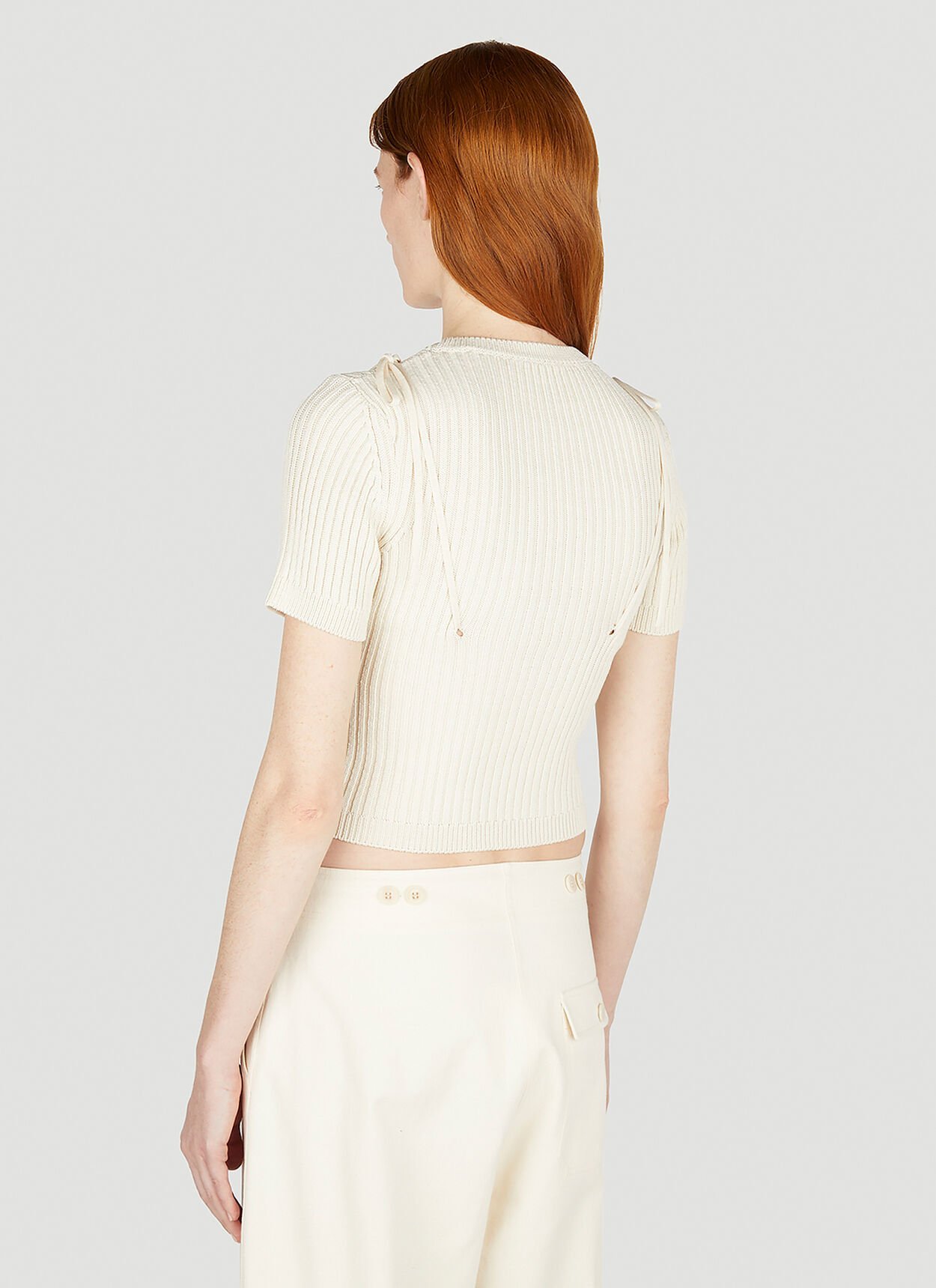 Shop Jacquemus La Maille Bikini Cropped Top In White