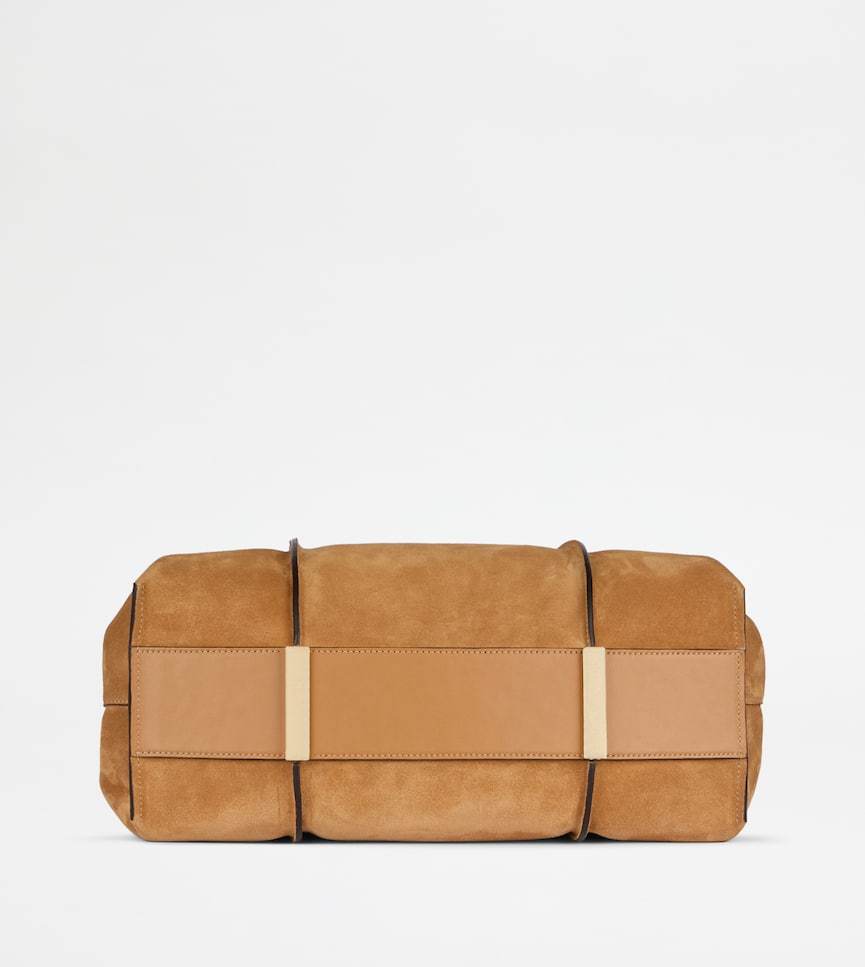 Tod's T Timeless Medium Suede Shoulder Bag In Brown