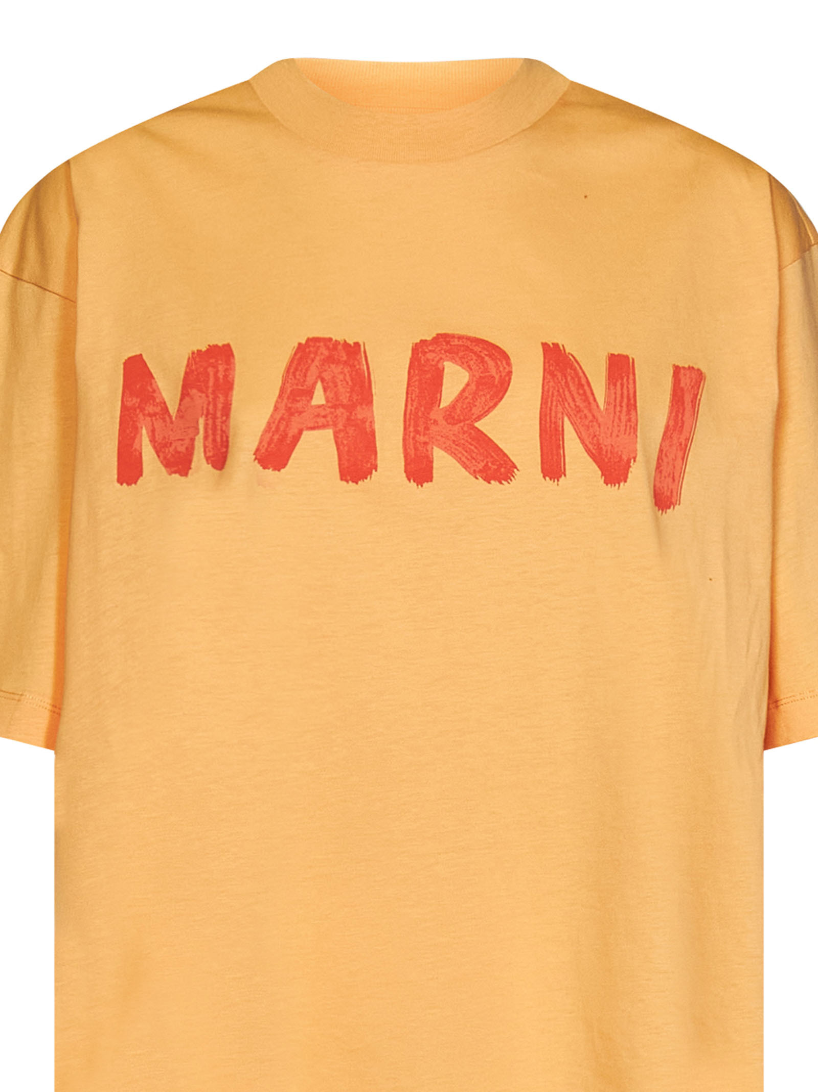 Marni Logo-print Cotton T-shirt In Yellow