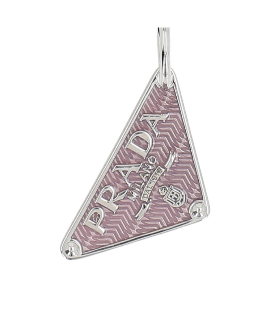 Prada Logo-plaque Triangle Earrings In Gray