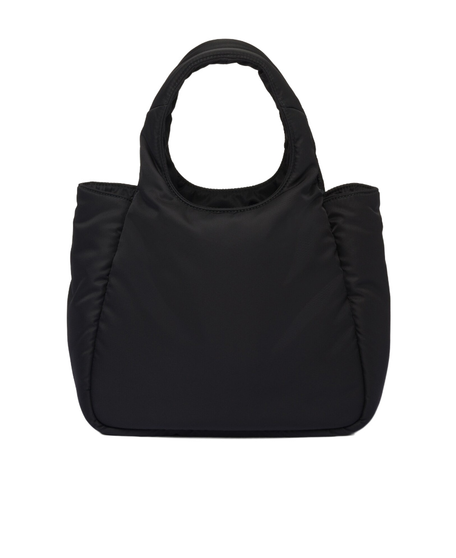 Prada Logo Plaque Padded Mini Tote Bag In Black