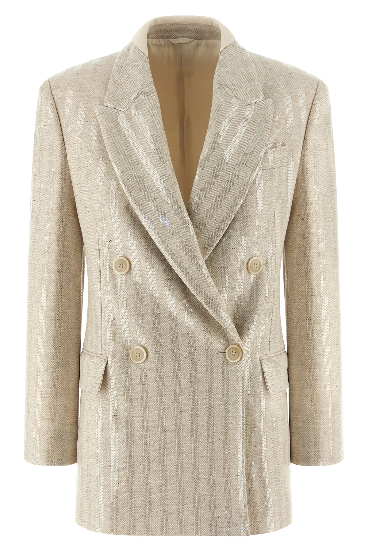Brunello Cucinelli Sequin Blazer Blazers Beige In Brown
