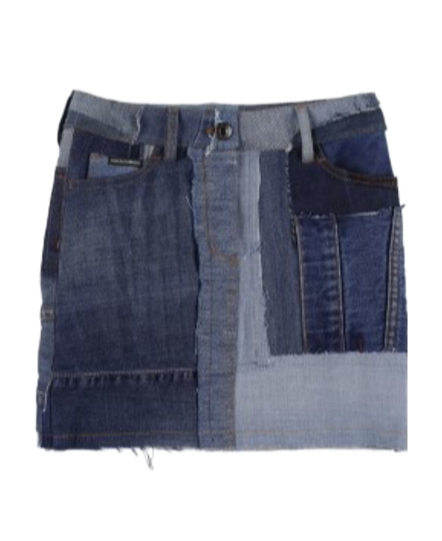 Dolce & Gabbana Logo Denim Skirt In Blue