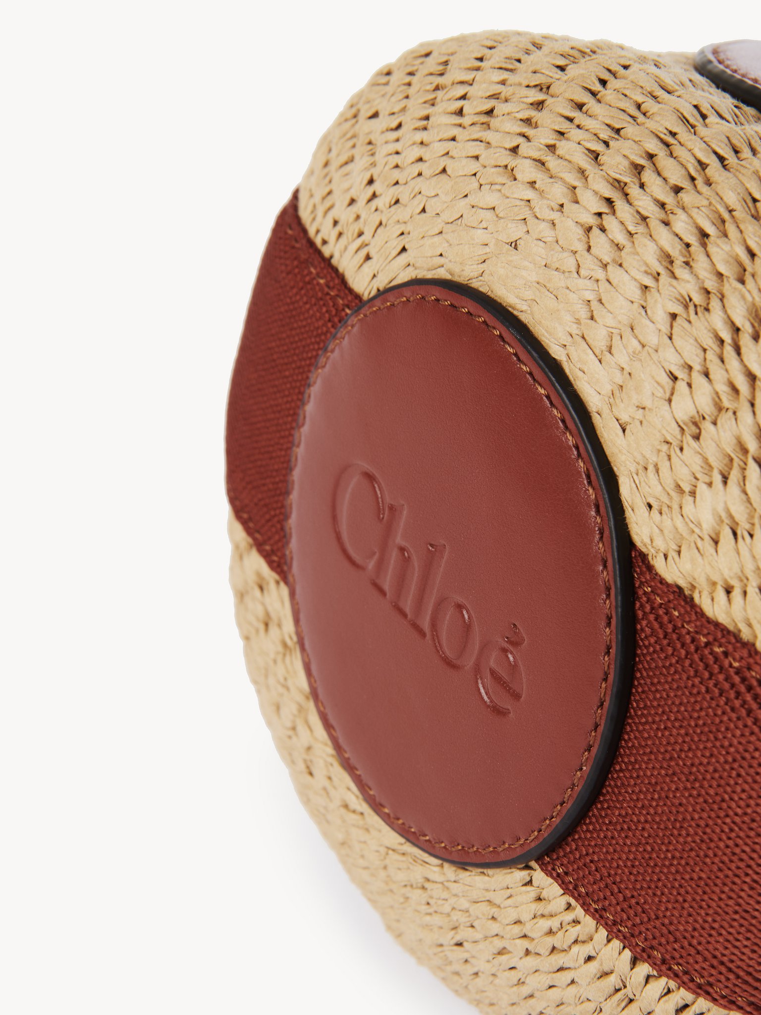 Chloé Mini Horse Medal Basket Bag In Natural Fibres Brown Size Onesize 100% Paper Yarn, Calf-skin Leather In Red
