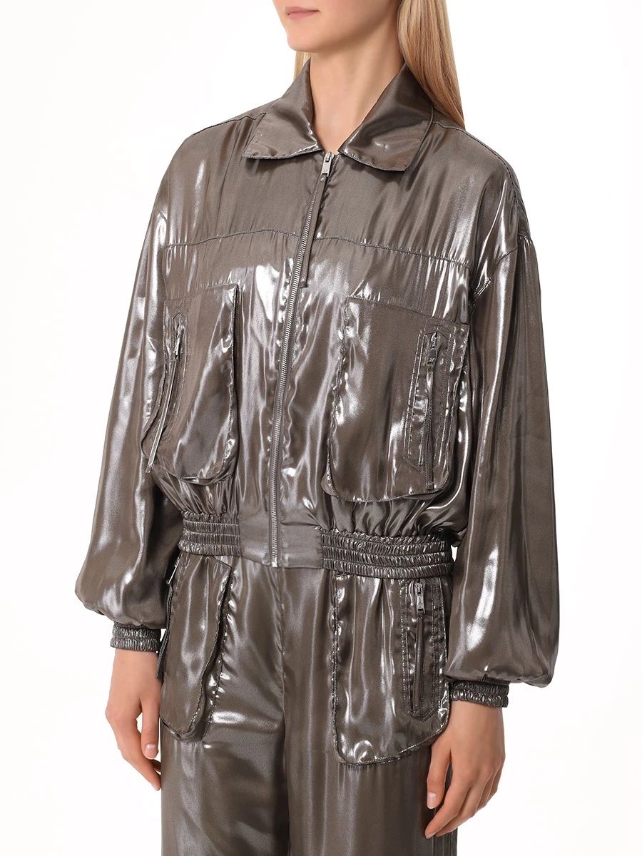 Blumarine Long-sleeved Casual Jacket In Gray