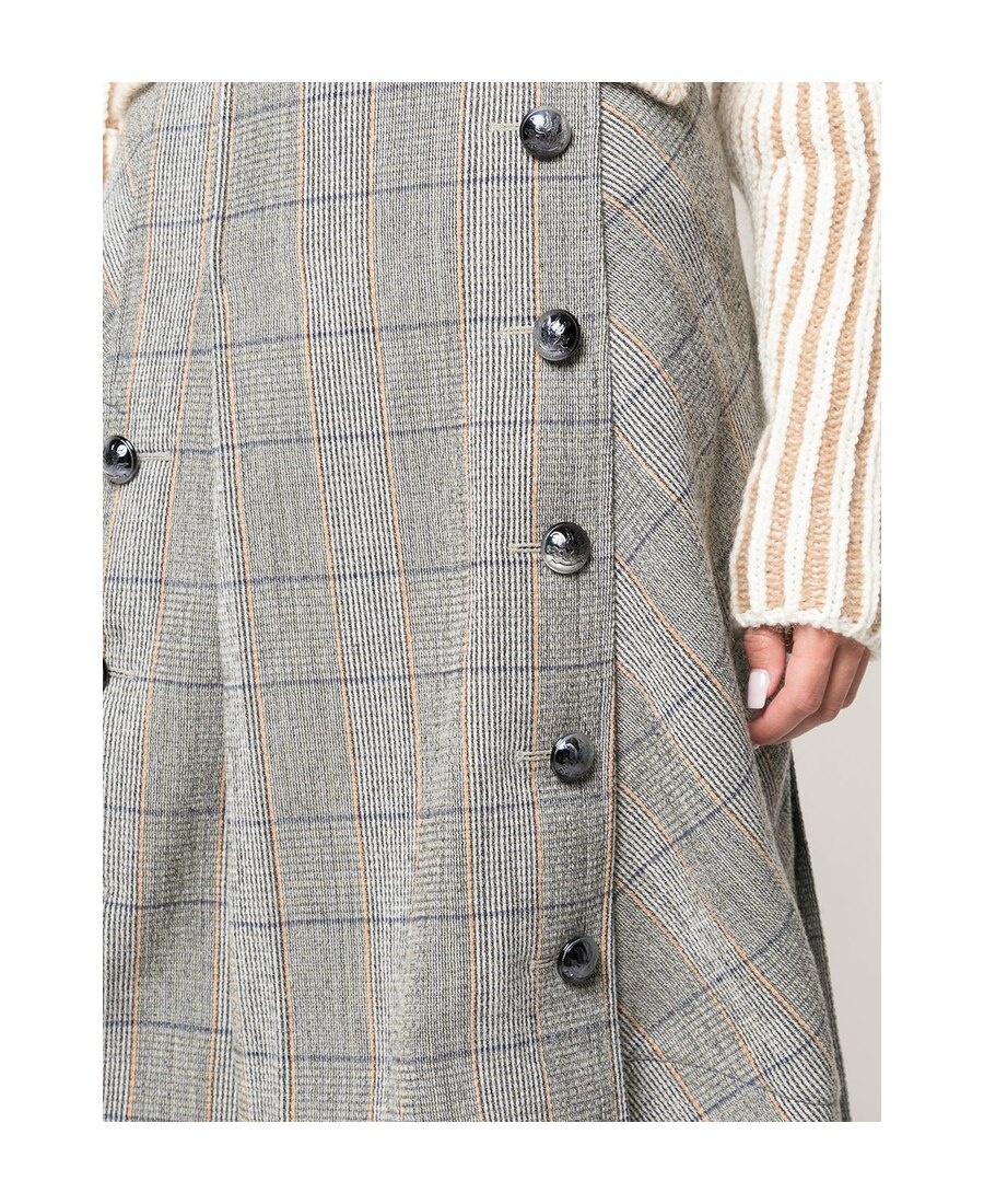 Chloé Checked Pleated Skirt In Gray