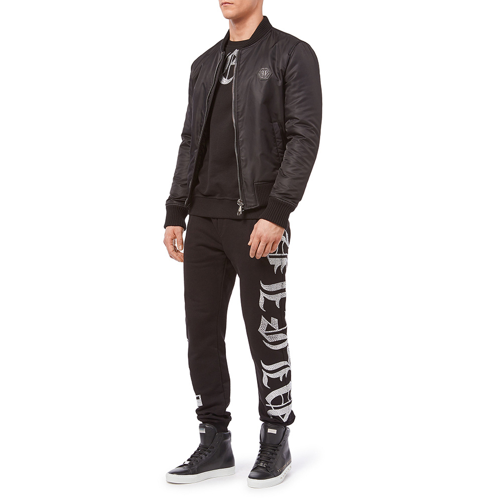 Philipp Plein Printed Drawstring Sweatpants In Black