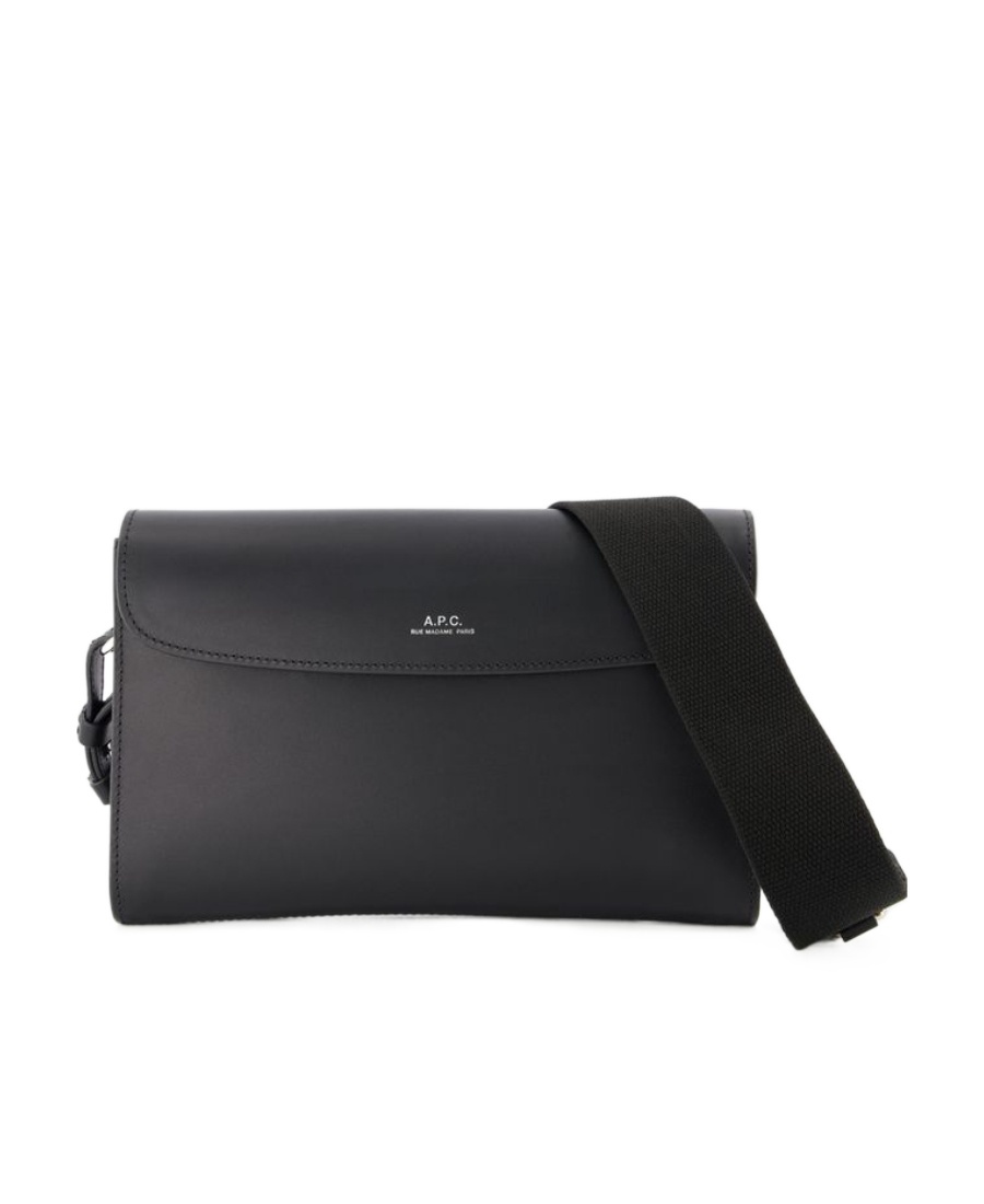Apc James Leather Shoulder Bag In Black