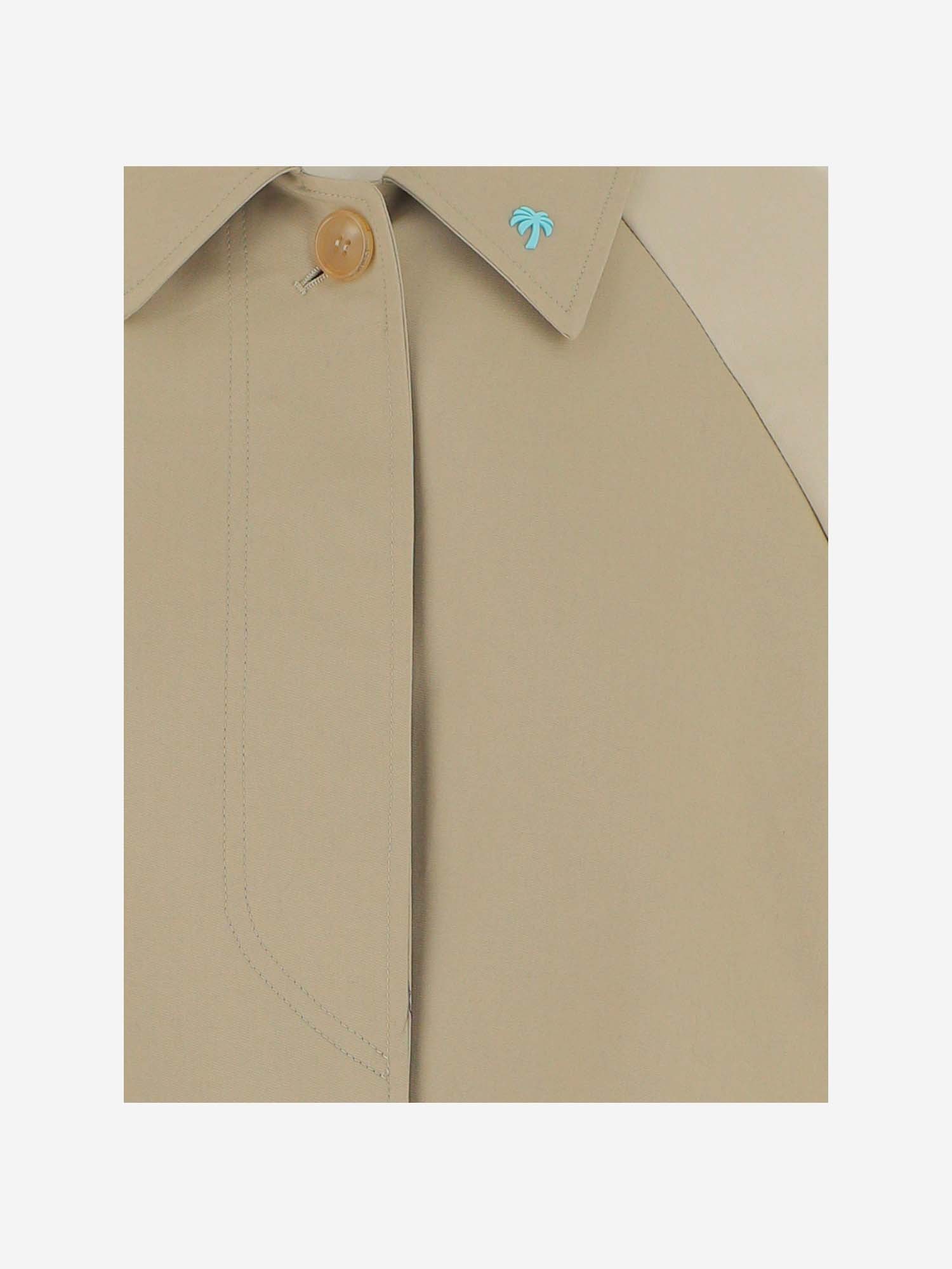 Palm Angels Palm Plaque Cropped Trench Coat In Nude