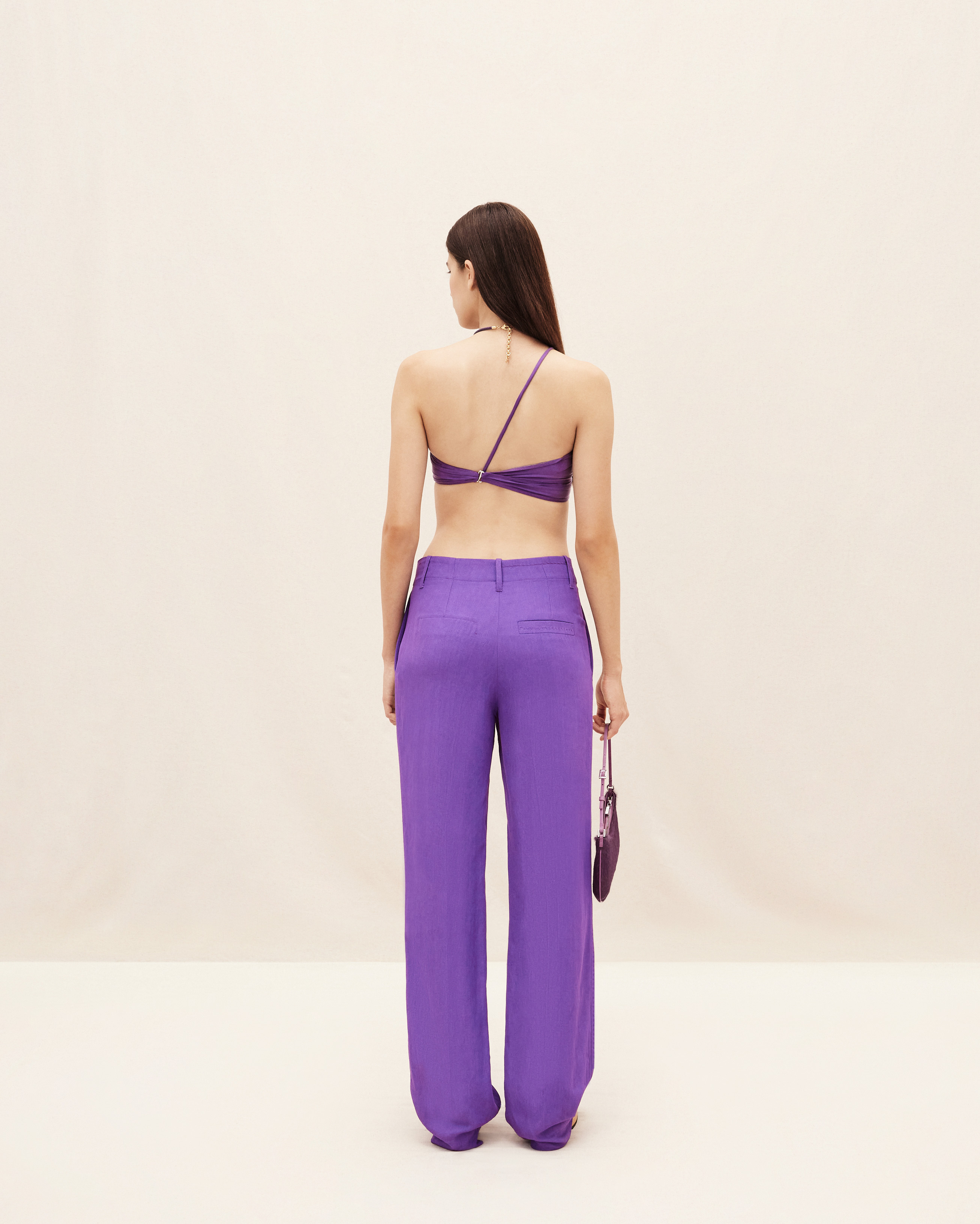 Shop Jacquemus Mid-rise Straight-leg Trousers In Purple