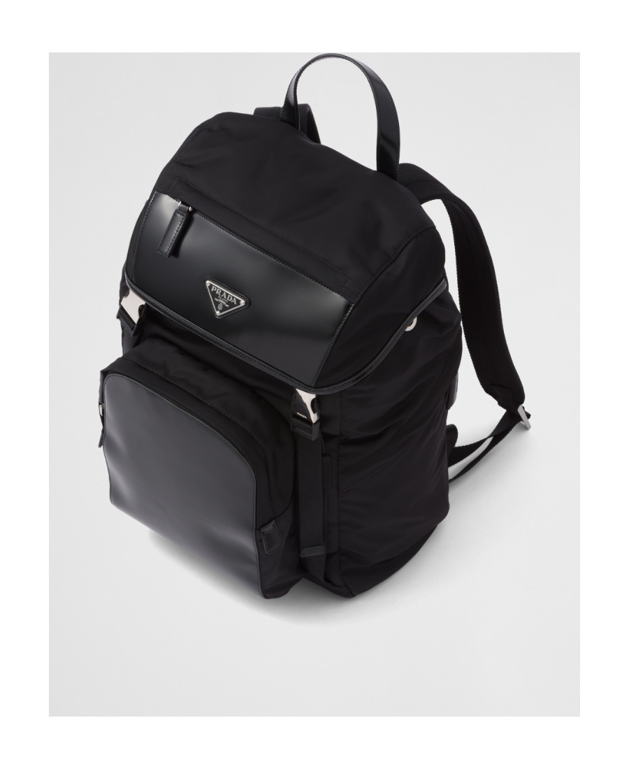 Prada Re-nylon And Brushed Leather Backpack In Black