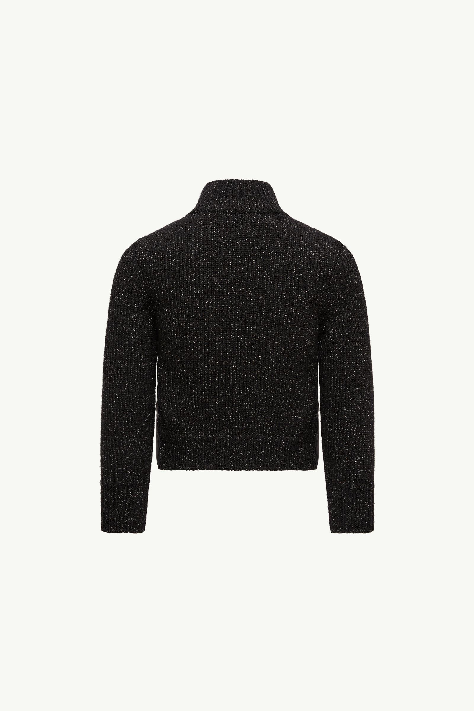 Moncler Padded Metallic Wool Zip-up Cardigan In Black