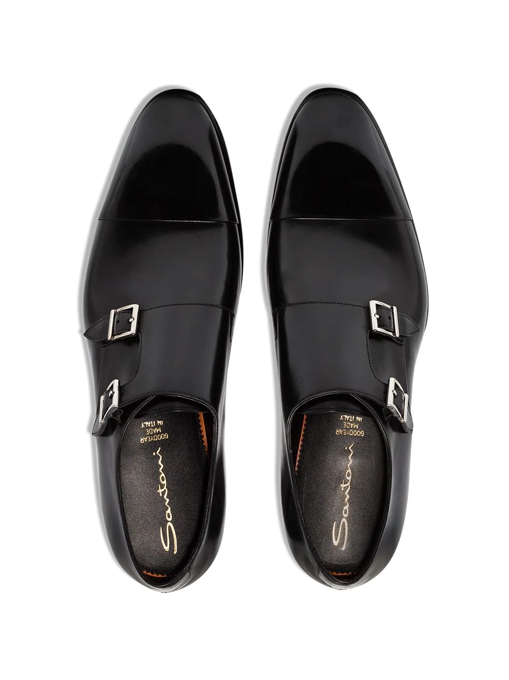 Santoni Ira Double Monk Strap Shoe In Black