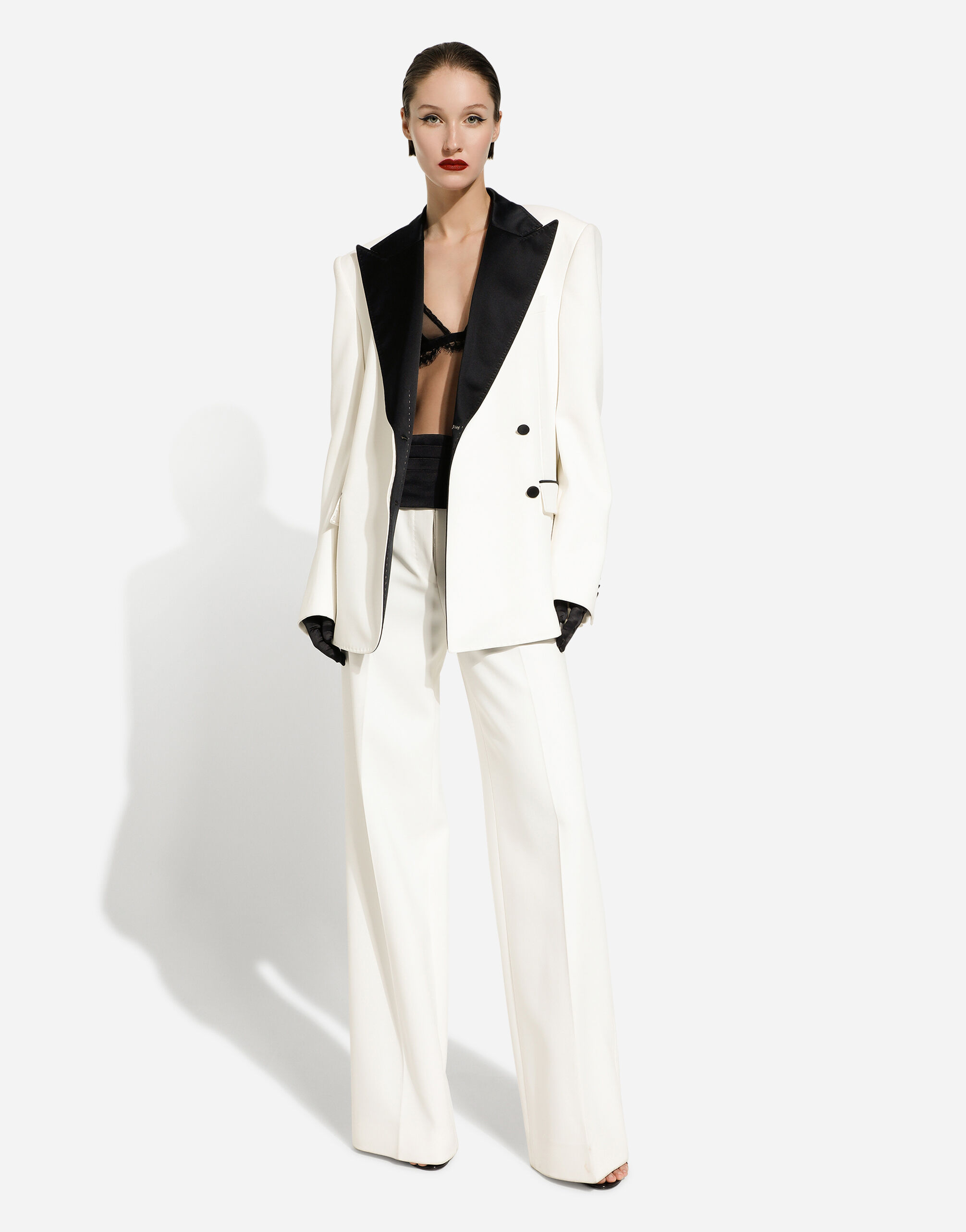 Dolce & Gabbana Dolce  Gabbana Double Crepe Flared Pants In White