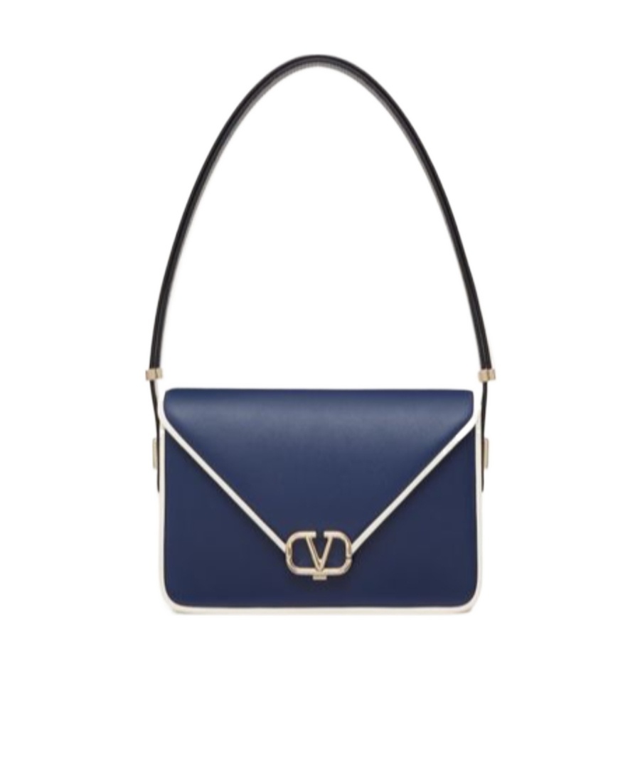 Valentino Vlogo Letter Two-tone Bag In Blue