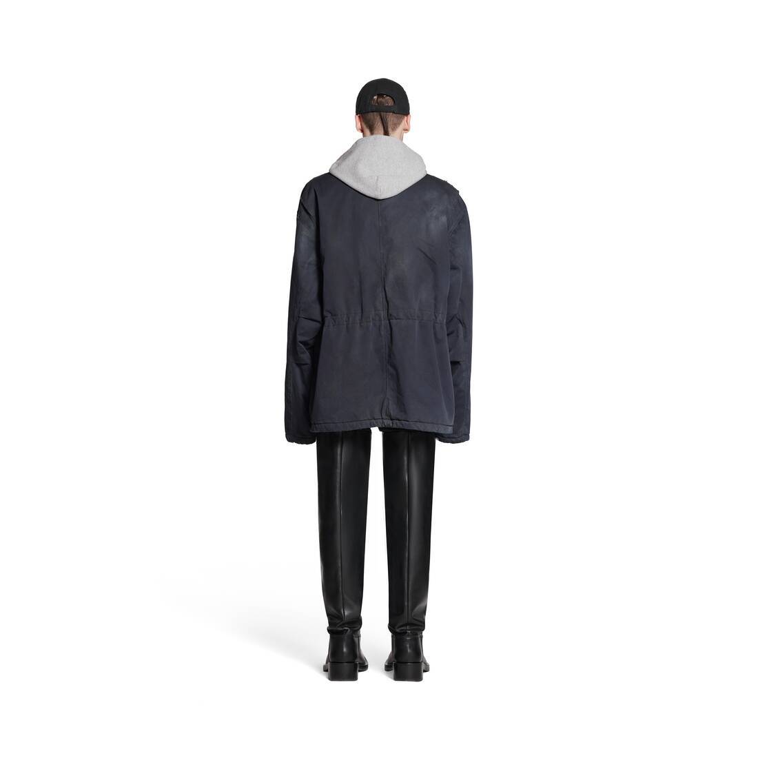 Balenciaga Logo-patch Classic-hood Parka In Black