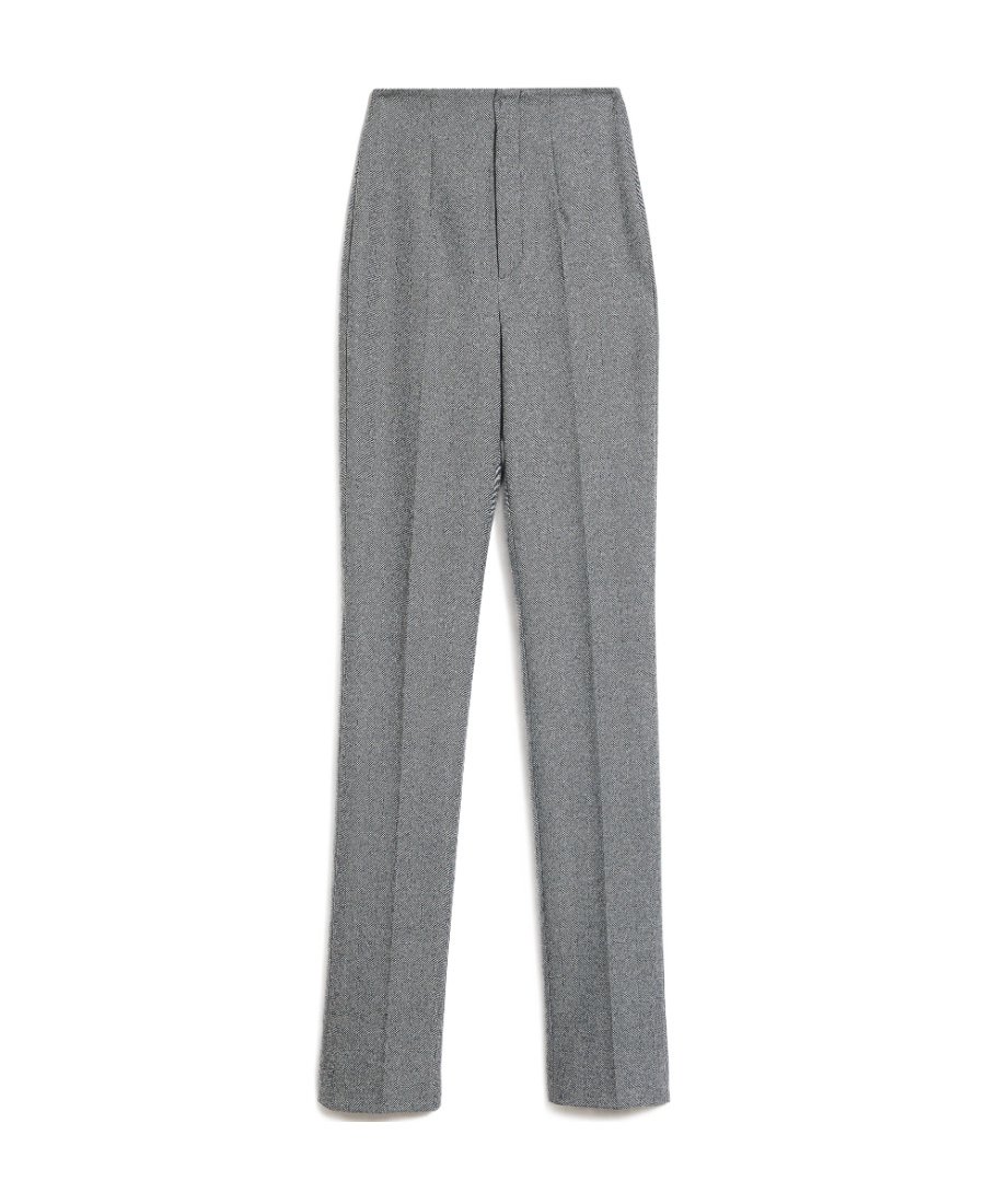 Sportmax Chevron-knit High-waisted Trousers In Gray