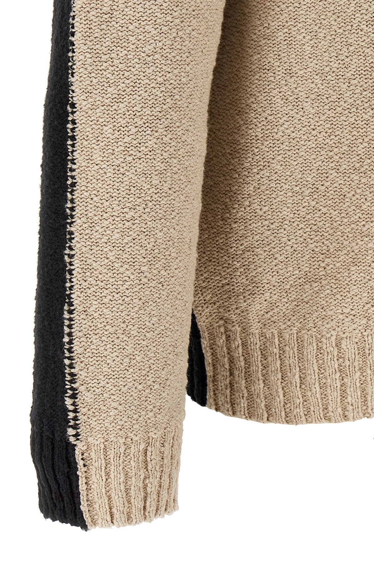 Mm6 Maison Margiela Two-tone Crew Neck Sweater With Contrast Panels In Black