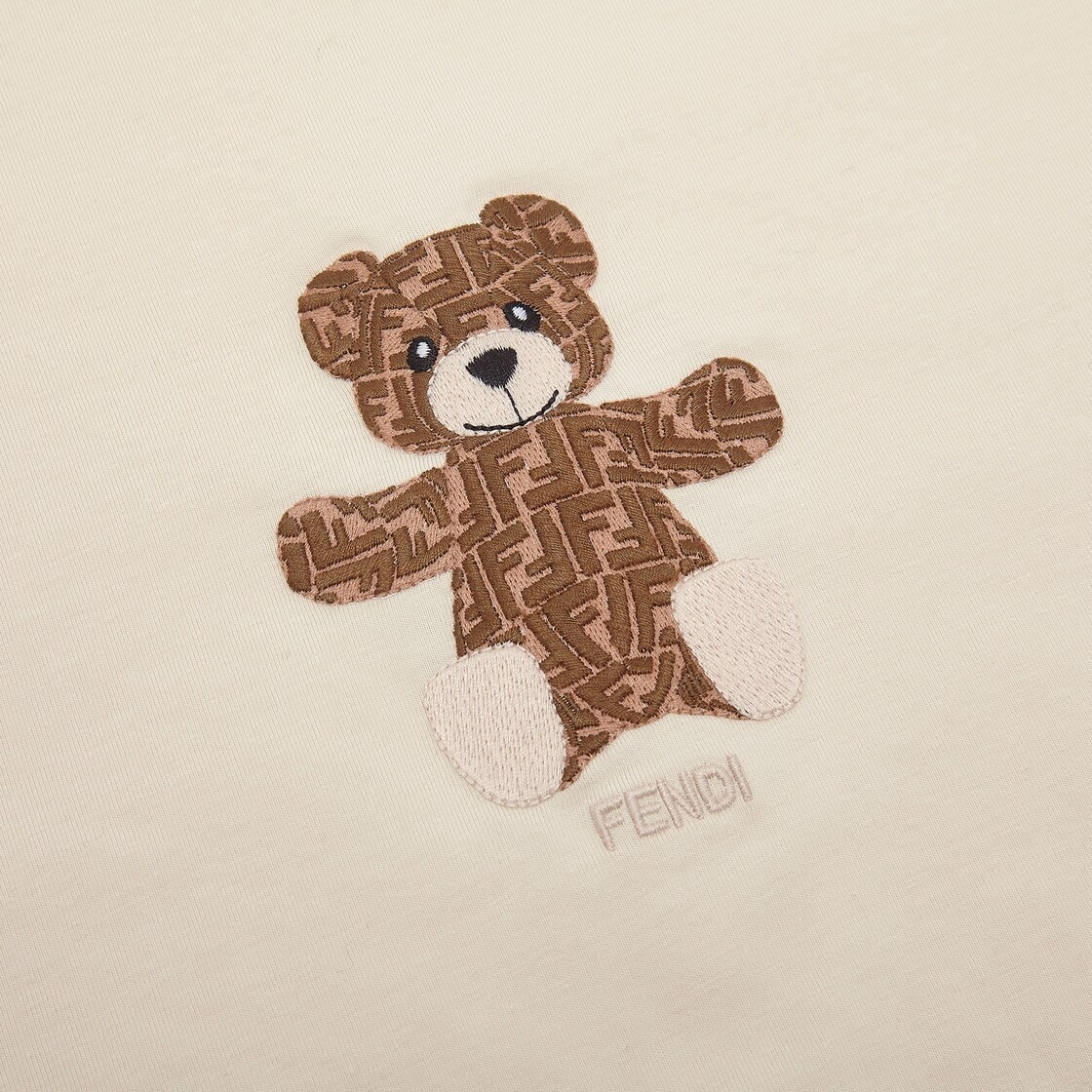 FENDI FENDI KIDS LOGO BEAR EMBROIDERED BLANKET
