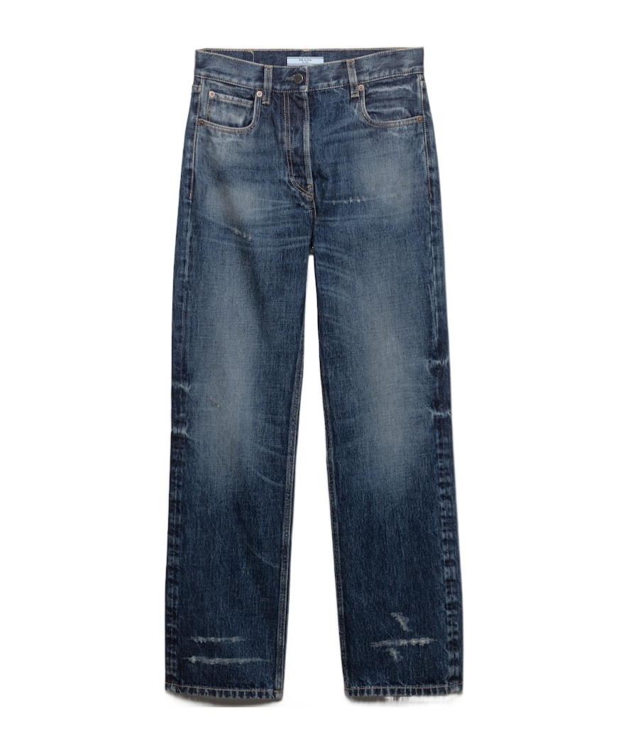 Prada Straight-leg Washed Denim Jeans In Blue