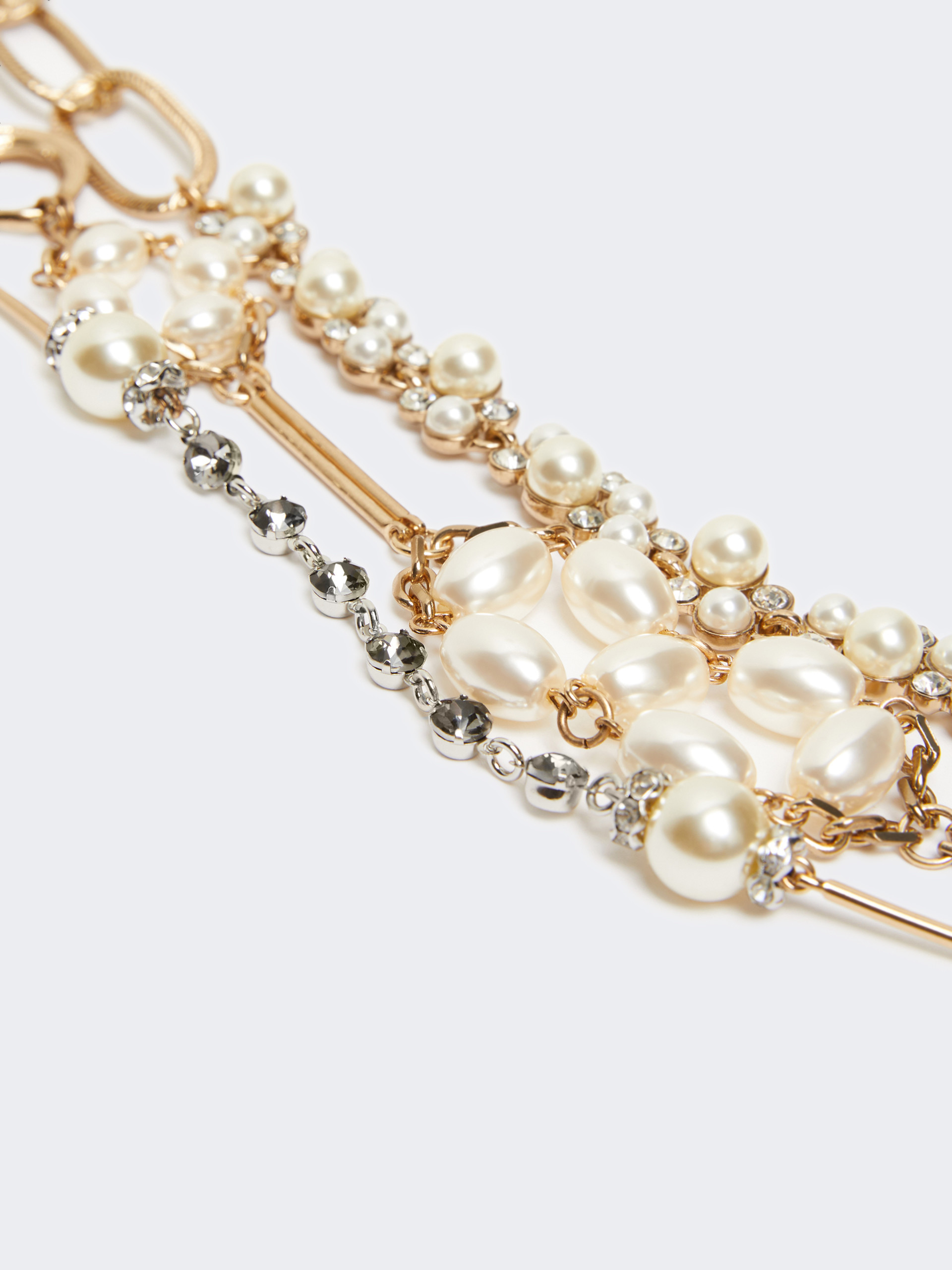 Weekend Max Mara Multistrand Necklace With Pearls In Yellow