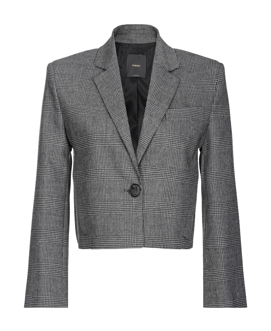 Pinko Houndstooth Cropped Jacket In Gray