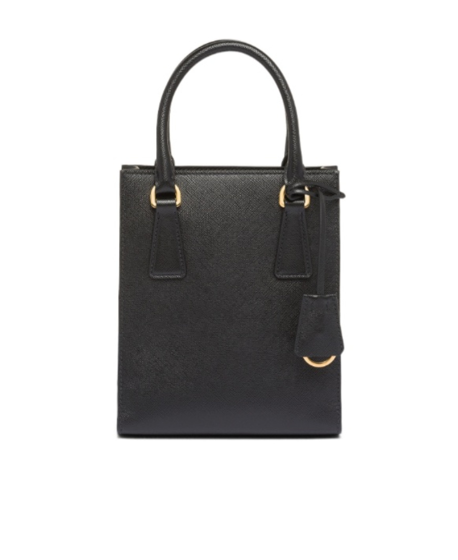 Shop Prada Saffiano Leather Handbag In Black