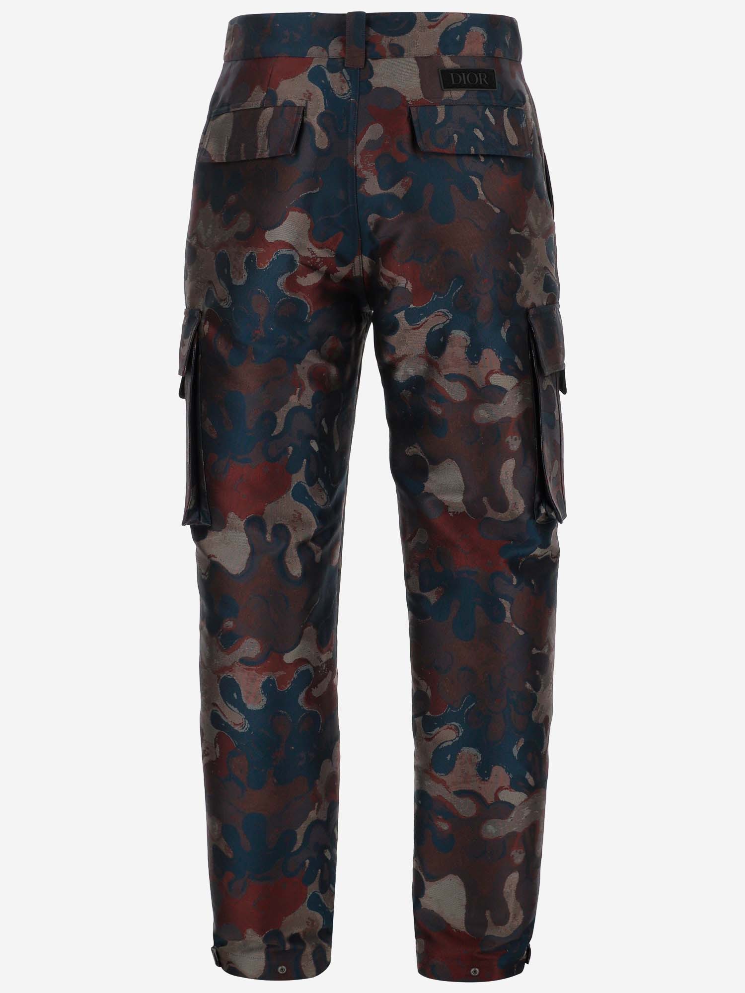 Dior Multicolor Printed Overalls Casual Trousers In Black